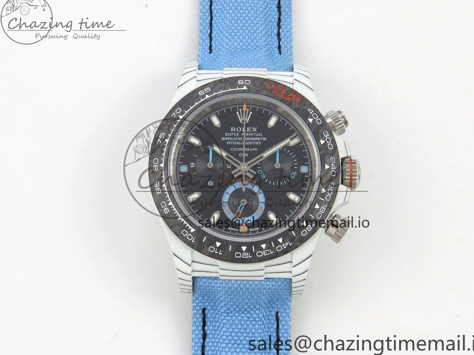 MiroTime 0403 Attractive Daytona DIW Carbon Case and Bezel DIWF Edition Black Dial on Blue Nylon Strap A 71